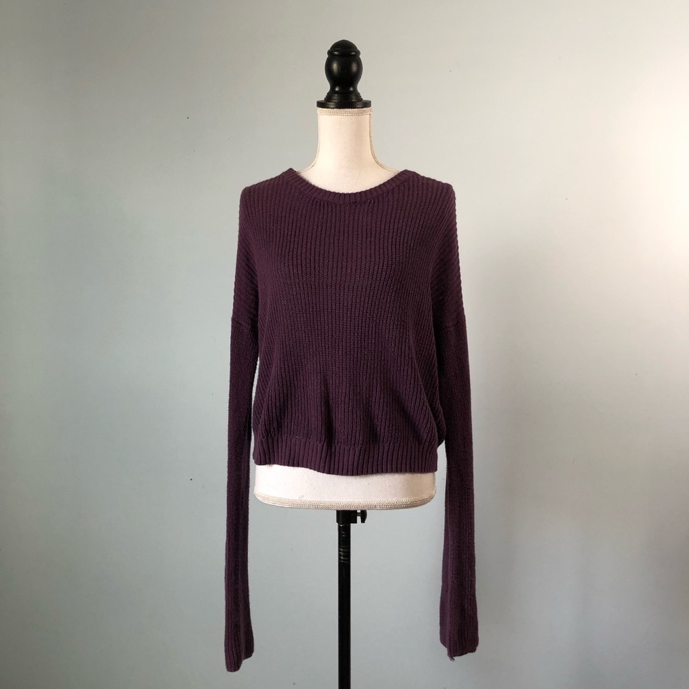 GARAGE | Purple Drop Sleeve Lace Up Sweater